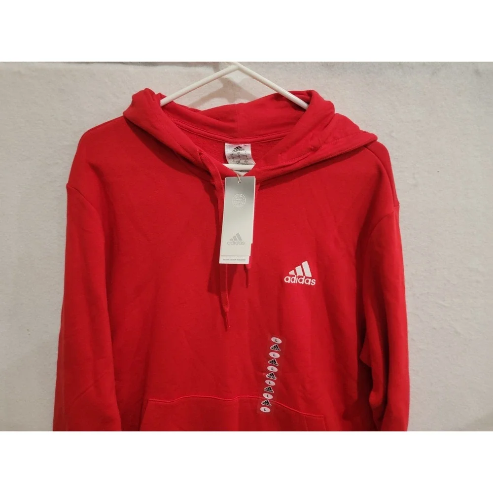 Adidas Men's Feelcozy Pullover‎ Hoodie Scarlet Red White Logo Size Large NWT